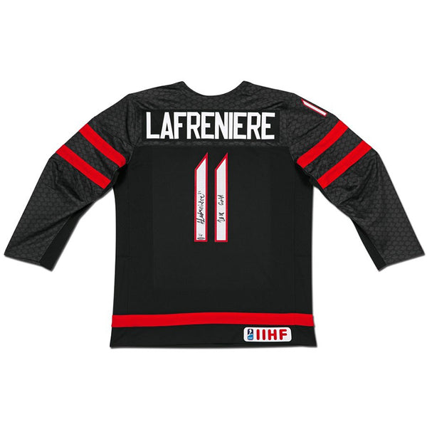 Alexis Lafrenière Autographed & Inscribed Team Canada Black Jersey