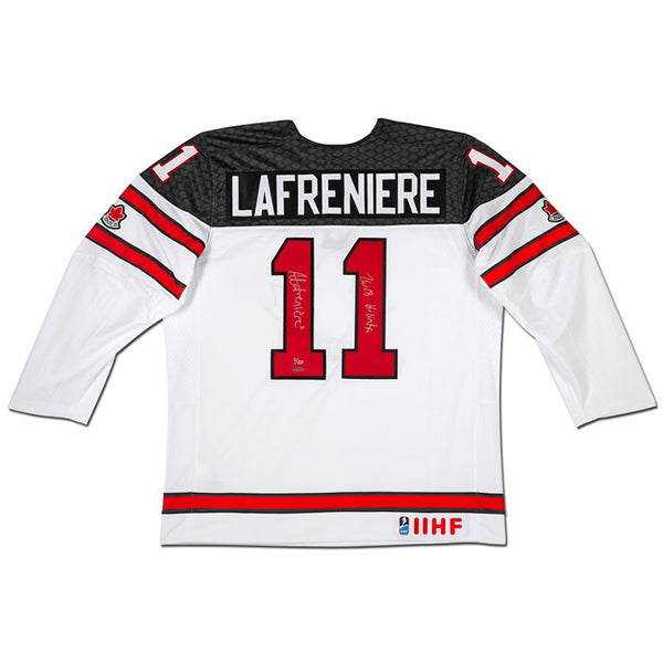 Alexis Lafrenière Autographed & Inscribed Team Canada White Jersey