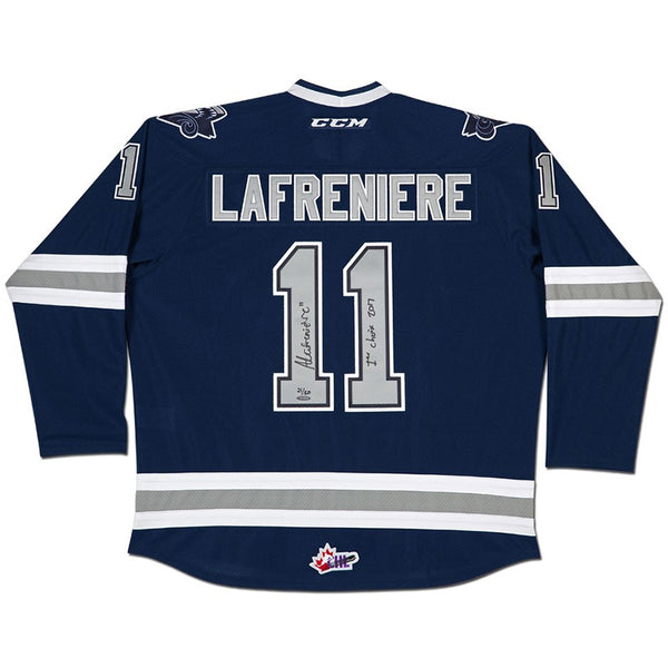 Alexis Lafrenière Autographed & Inscribed CCM Rimouski Océanic Blue Away Jersey