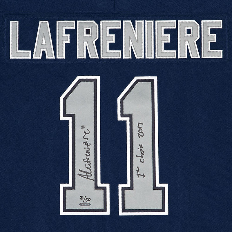 Alexis Lafrenière Autographed & Inscribed 1st playoff goal 5/7/22 Authentic  New York Rangers Adidas White Jersey