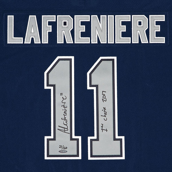Alexis Lafrenière Autographed & Inscribed CCM Rimouski Océanic Blue Away Jersey