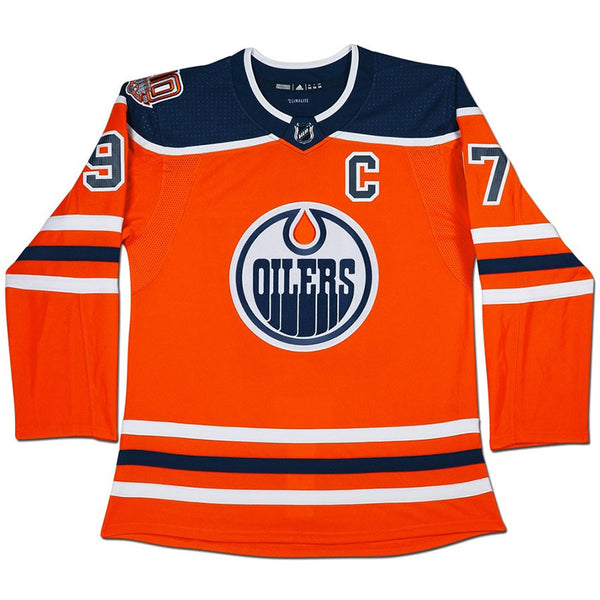 Connor McDavid & Inscribed Edmonton Oilers Authentic Orange Jersey With 40th Anniversary Shoulder Patch