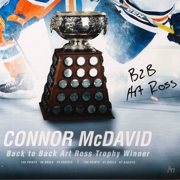 Connor McDavid Autographed & Inscribed “Back To Back Art Ross” Image