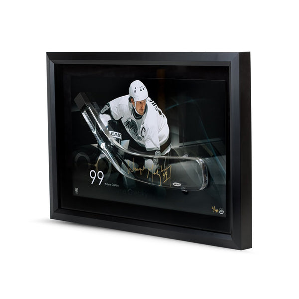 Wayne Gretzky Autographed Acrylic Stick Blade With Los Angeles Kings® Motion Picture – Framed