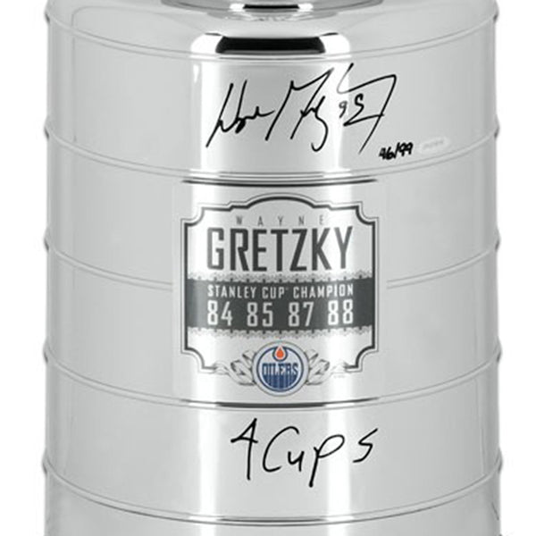 Wayne Gretzky Autographed & Inscribed “4 Cups” Replica Stanley Cup Trophy With Plaque
