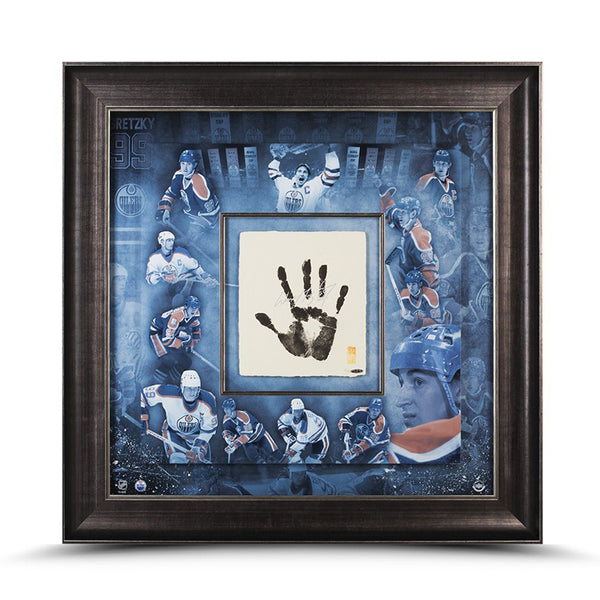 Wayne Gretzky Autographed Tegata With Oiler Career Collage Mosaic- Framed
