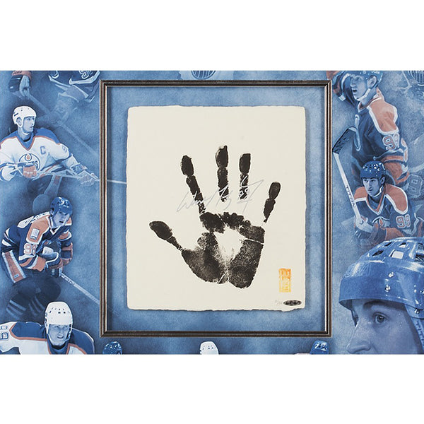 Wayne Gretzky Autographed Tegata With Oiler Career Collage Mosaic- Framed