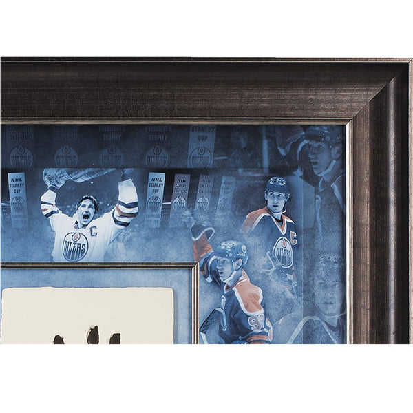 Wayne Gretzky Autographed Tegata With Oiler Career Collage Mosaic- Framed