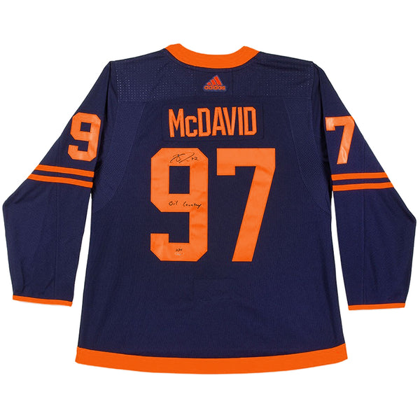 Connor McDavid Autographed & Inscribed Authentic Navy Adidas Edmonton Oilers Alternate Jersey