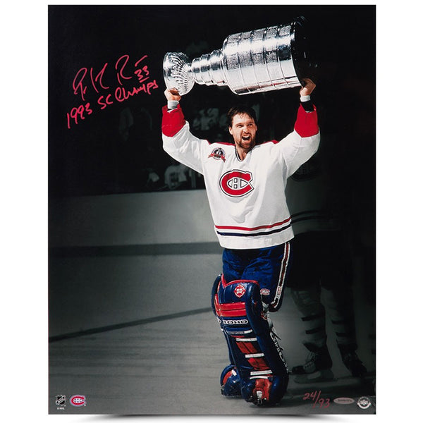 Patrick Roy Autographed & Inscribed “1992-93 Stanley Cup Celebration” Image
