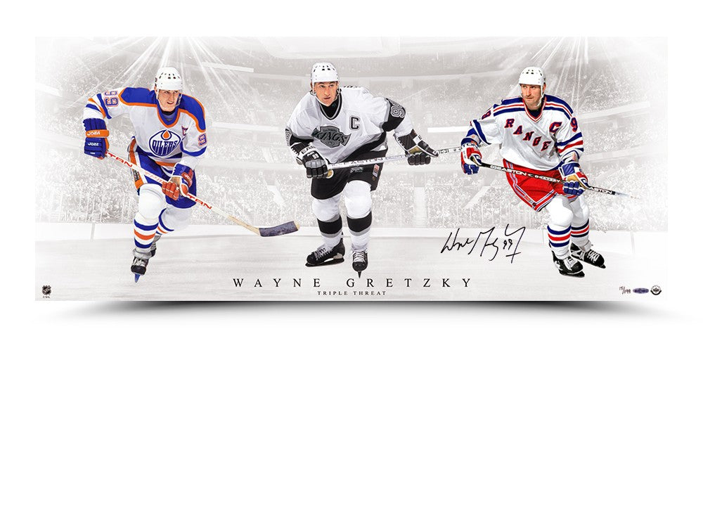 Wayne Gretzky Signed "Triple Threat" Artwork