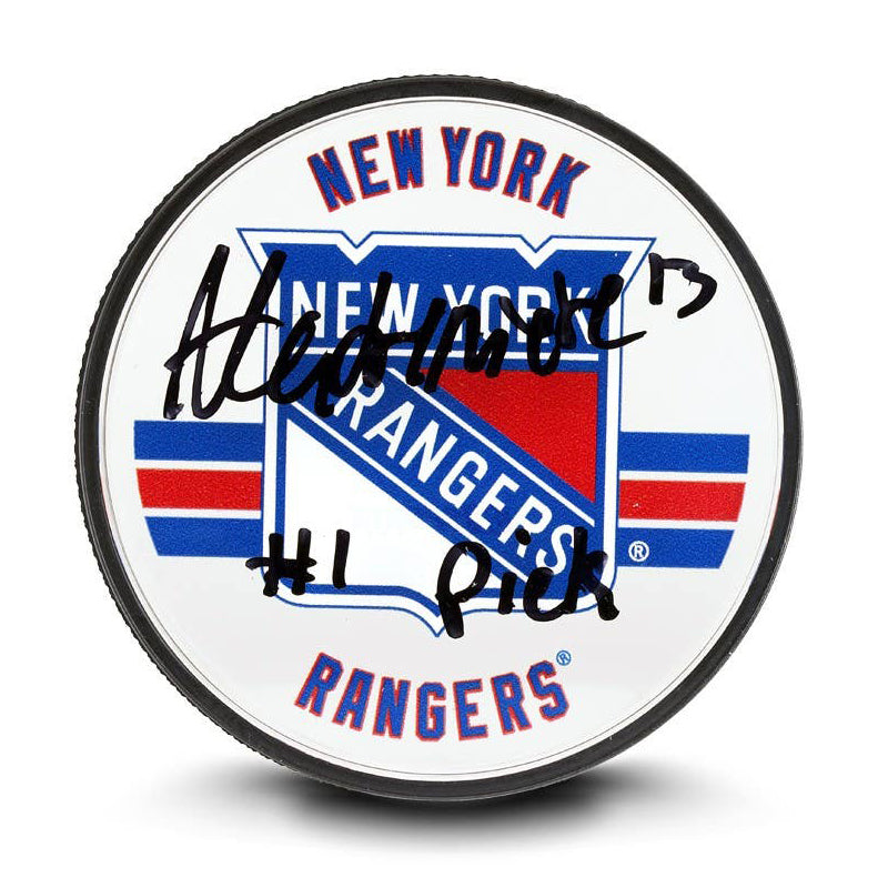 Alexis Lafrenière Autographed & Inscribed New York Rangers Acrylic Puck