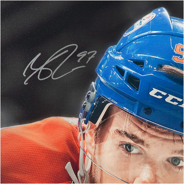 Connor McDavid Autographed “Up Close & Personal” Canvas Art