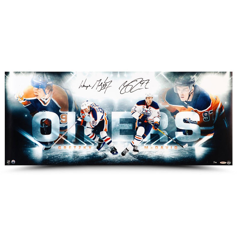 Wayne Gretzky And Connor McDavid Autographed “Bright Lights” Image