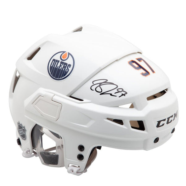 Connor McDavid Autographed Authentic Edmonton Oilers CCM HTV08 White Helmet