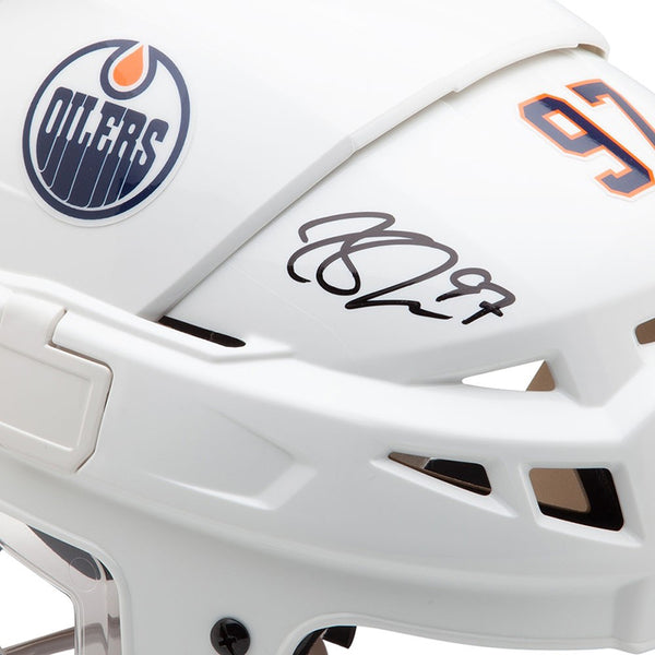 Connor McDavid Autographed Authentic Edmonton Oilers CCM HTV08 White Helmet