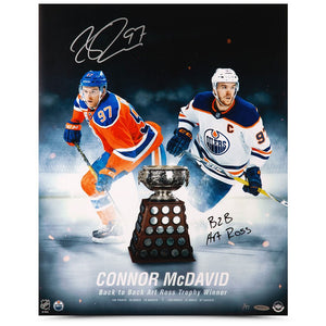 Connor McDavid Autographed & Inscribed “Back To Back Art Ross” Image