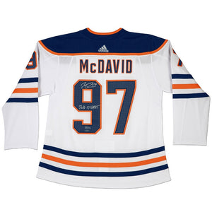 Connor McDavid Autographed & Inscribed Authentic Edmonton Oilers Adidas White Jersey