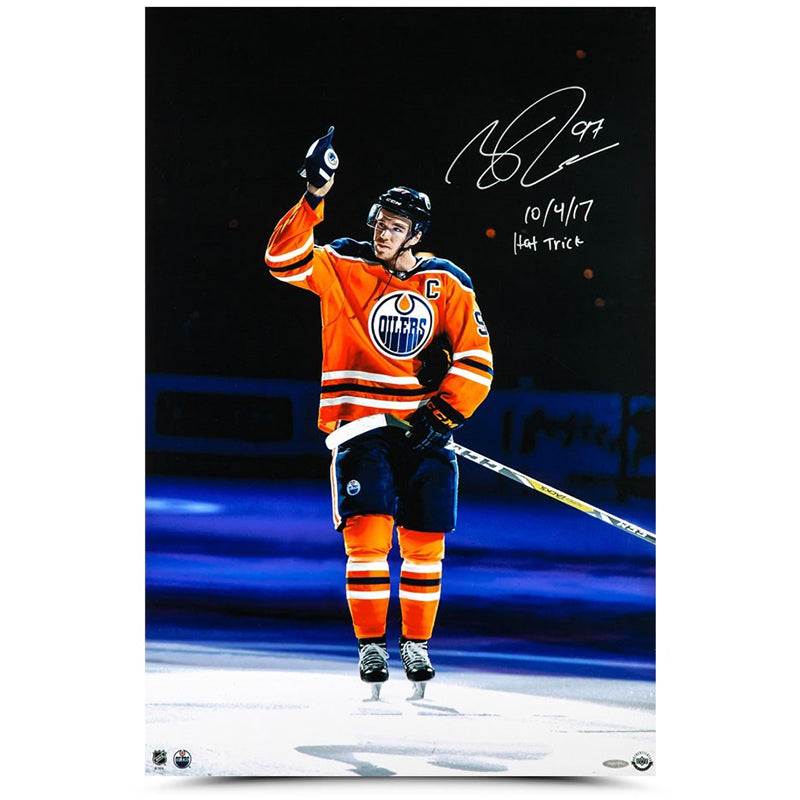 Connor McDavid Autographed & Inscribed “Opening Night Hat Trick” Poster