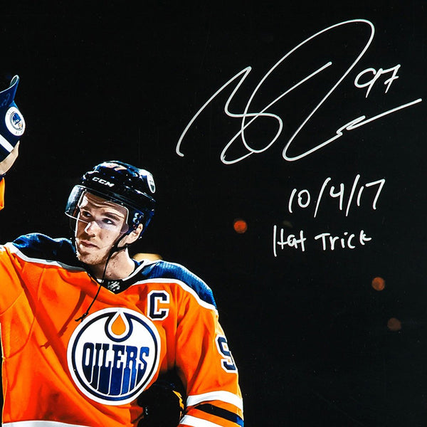 Connor McDavid Autographed & Inscribed “Opening Night Hat Trick” Poster