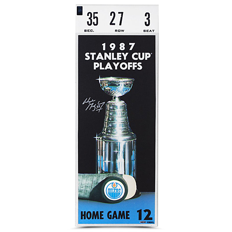 Wayne Gretzky Signed 1987 Stanley Cup Finals Game 7 Mega Ticket Art
