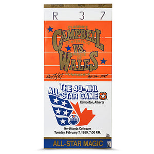 Wayne Gretzky Signed & Inscribed 1989 All Star Game Mega Ticket Art