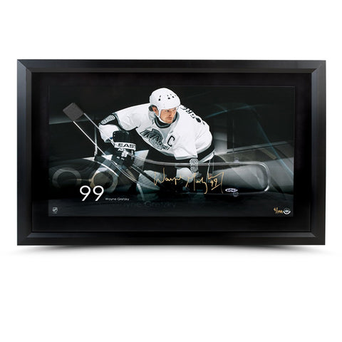 Wayne Gretzky Autographed Acrylic Stick Blade With Los Angeles Kings® Motion Picture – Framed
