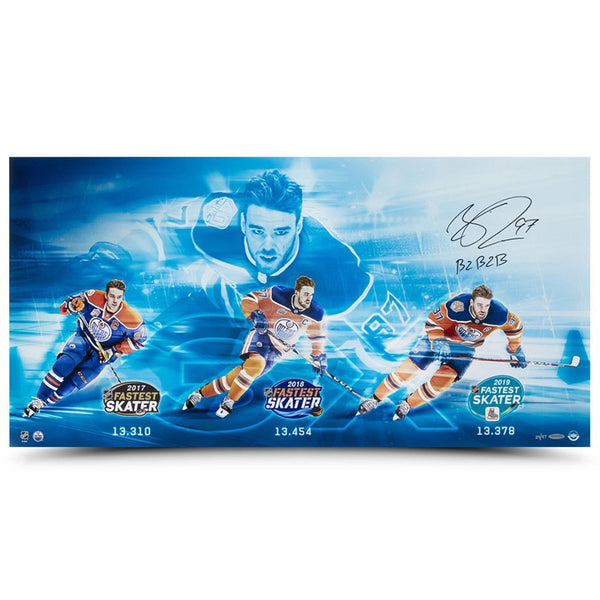 Connor McDavid Autographed & Inscribed “3X Fastest Skater” Image