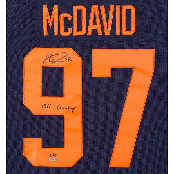 Connor McDavid Autographed & Inscribed Authentic Navy Adidas Edmonton Oilers Alternate Jersey