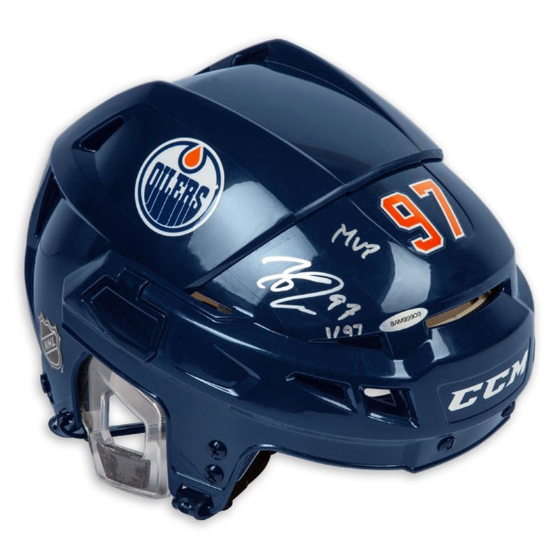 Connor McDavid Autographed & Inscribed CCM Edmonton Oilers Authentic Navy Helmet
