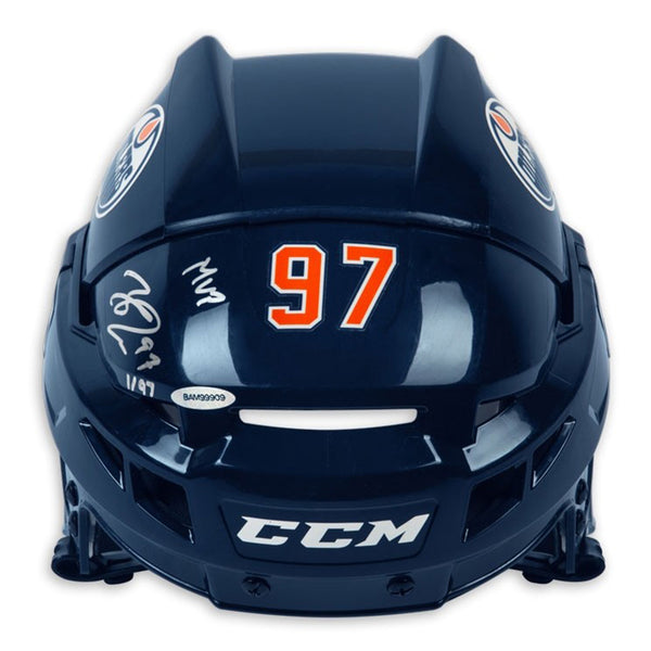 Connor McDavid Autographed & Inscribed CCM Edmonton Oilers Authentic Navy Helmet
