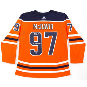 Connor McDavid Autographed & Inscribed Authentic Orange Adidas Edmonton Oilers Jersey