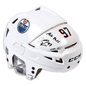 Connor McDavid Autographed & Inscribed CCM Edmonton Oilers Authentic White Helmet