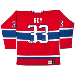 Patrick Roy Autographed Inscribed Red Mitchell & Ness Vintage Canadiens Jersey