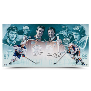Wayne Gretzky And Connor McDavid Autographed "Origins" Collage Art